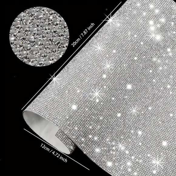 NEW 1 Piece Shiny Rhinestone Self-Adhesive Sticker Sheet - Silver - Picture 2 of 2
